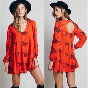 Free People Red Floral Mini Dress